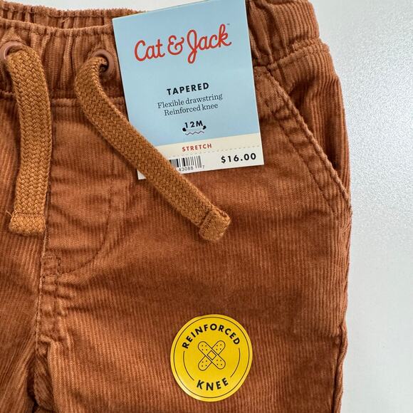 Cat & Jack Brown Corduroy Tapered Pants Size 12 Months New - Picture 2 of 5